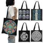 Мексиканская Сумка Maya Aztec, Женская Повседневная Сумка-тоут, холщовые сумки через плечо для путешествий, вместительные сумки для покупок для девочек, подарок