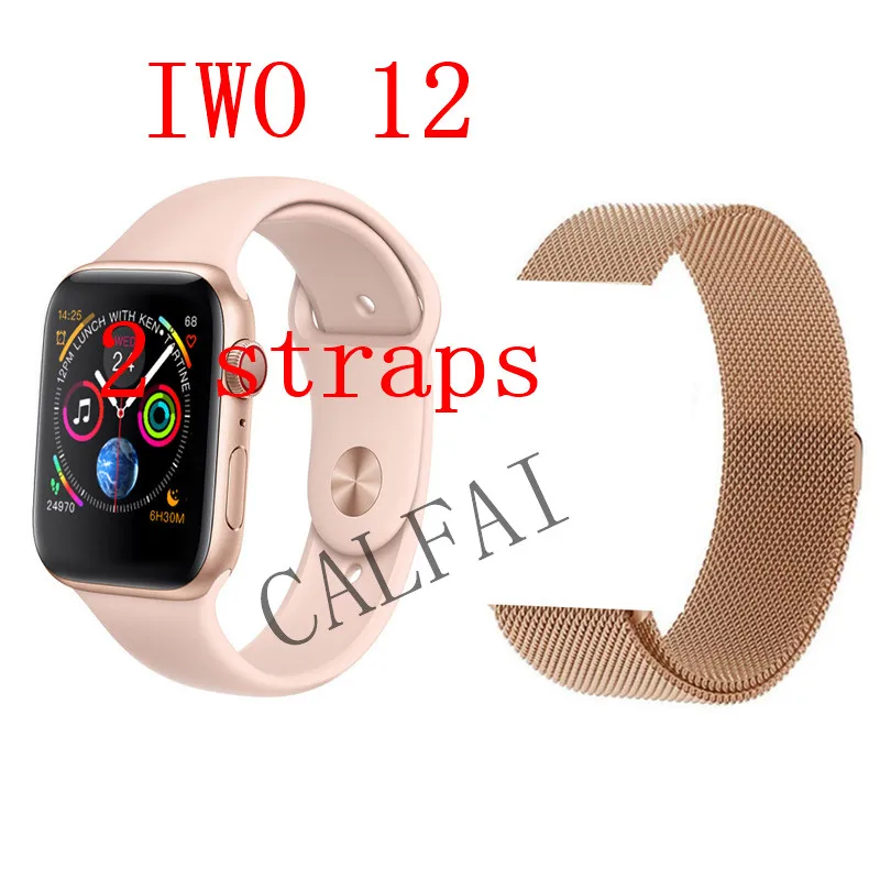 Часы 5 IWO 12 Bluetooth умные часы 1:1 умные часы 40 мм 44 мм чехол для Apple iOS Android телефон сердечного ритма PK IWO 11 - Цвет: with rosegold milan