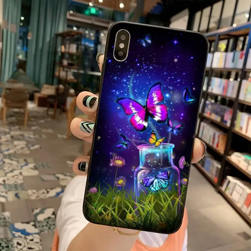 HPCHCJHM Бабочка DIY Окрашенные Bling Телефон чехол для iPhone 11 pro XS MAX 8 7 6 6S Plus X 5S SE 2020 XR |