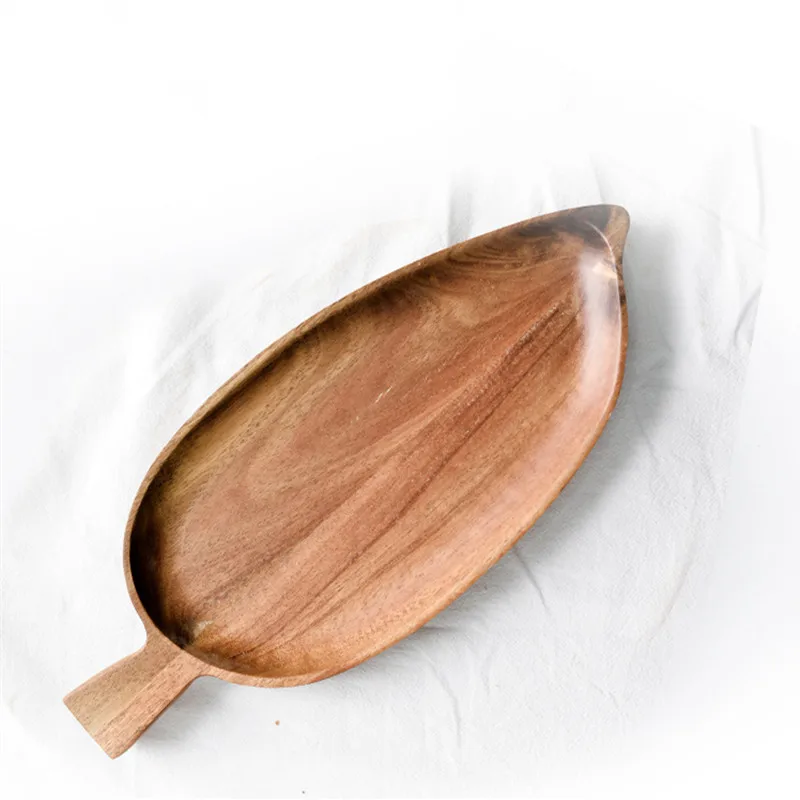 Деревянная тарелка в форме листа фруктовое блюдо чайный поднос десертный ужин