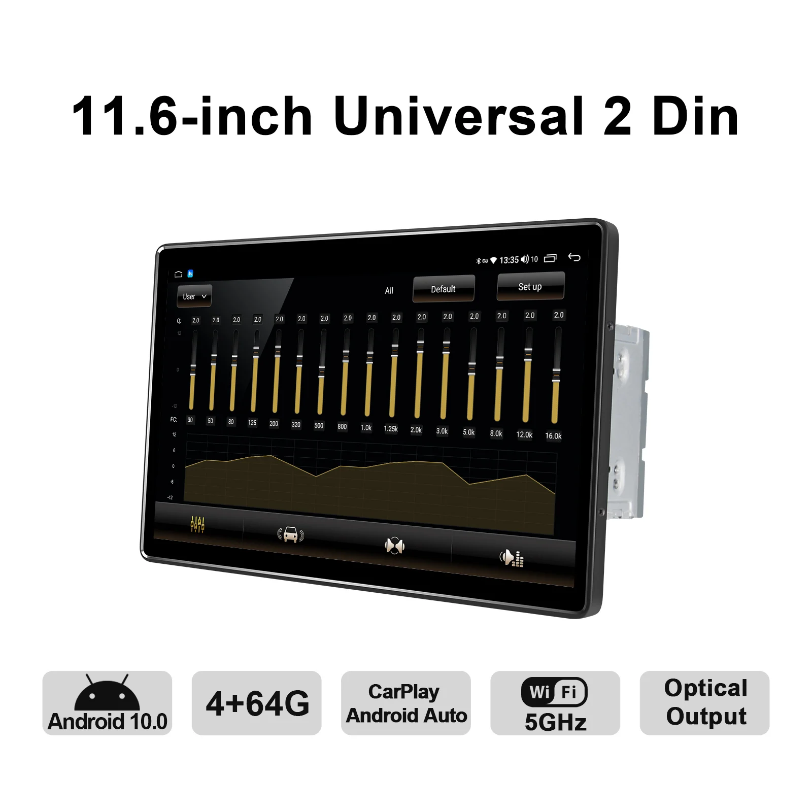 저렴한 11.6 인치 안드로이드 10 카 라디오 스테레오 2 딘 오토라디오 HD 1920*1080 6GB 128GB 헤드유닛 멀티미디어 무선 카플레이, Android Auto