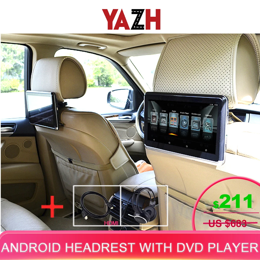 10,2 дюймов Android 6,0 CD DVD плеер сенсорный экран ips 1366*768 TFT-LCD подголовник автомобиля мониторы с Wi Fi Bluetooth зеркальная поверхность подключение