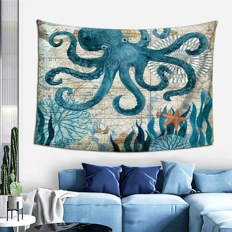 Забавный задорный моющийся креативный гобелен с морскими черепахами