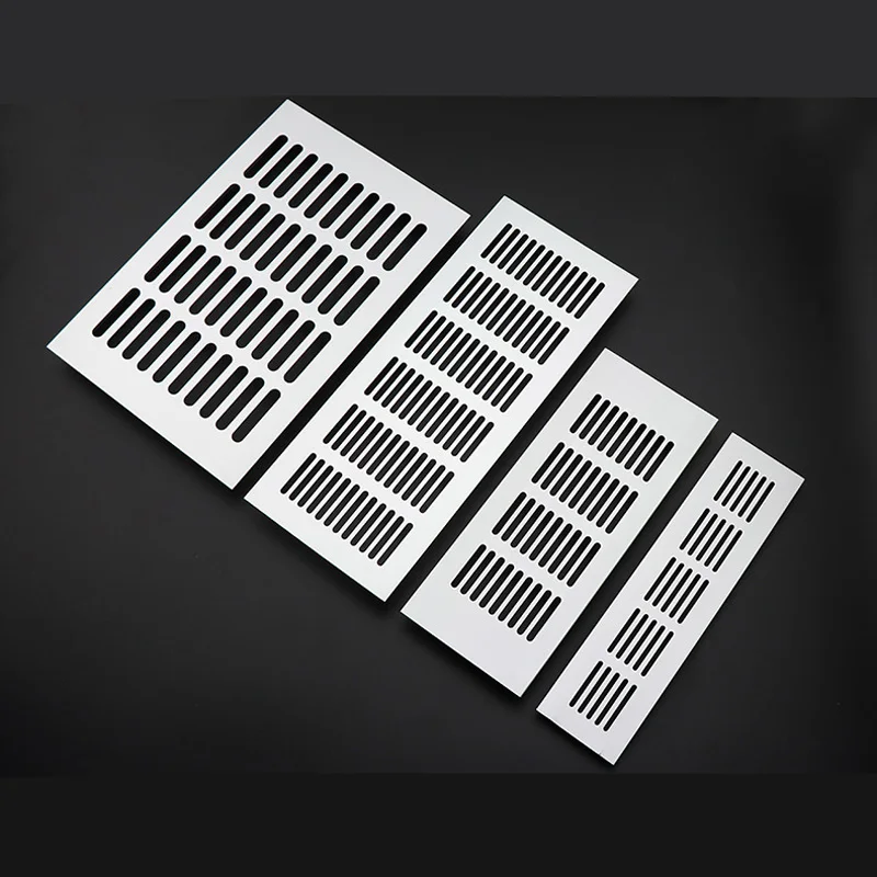 

100/150mm Silver Aluminum Alloy Rectangular Air Vent Cover,Louvered Ventilation Grille for Wardrobe Shoe Cabinet Closet