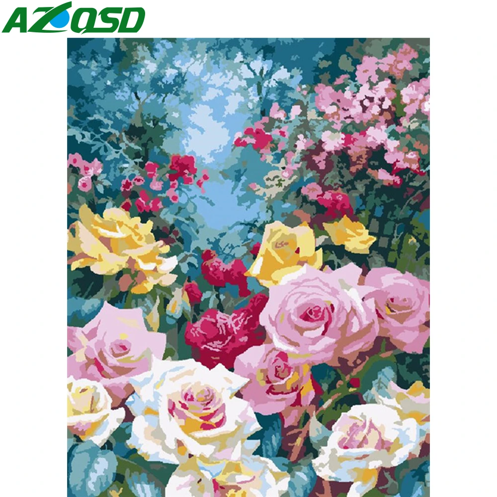 Картина AZQSD по номерам холст наборы цветок DIY Unframe уникальный подарок для взрослых