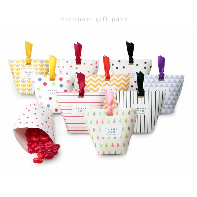 

50pc Geometric Heart Tote Bag Gradient Color Paper Package Boxes Valentine's Day Birthday Gift Packaging Party Supplies