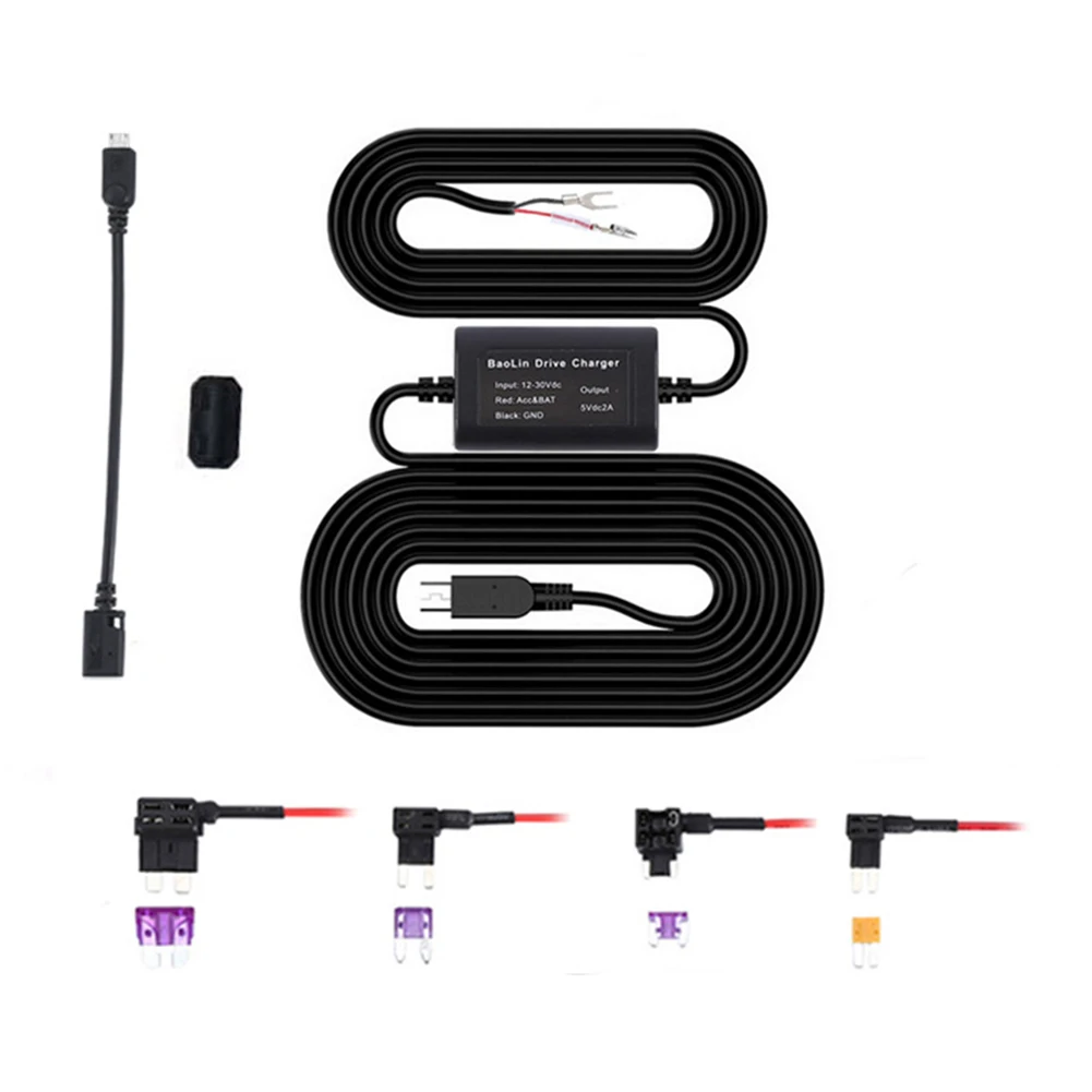 

Car Dash Cam Hardwire Kit 12V to 5V 2A Charger Converter Dash Camera Charger Power Cord with 3A Fuse DVR Video Recorder Cable