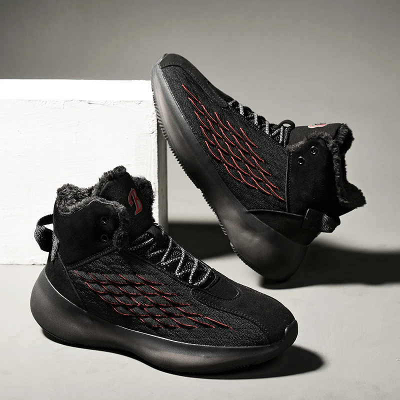 Men Ankle Boots Winter Keep Warm Sneakers Outdoor Lightweight Casual Shoes Mesh Brand lace-up male Sneakers Fashion shoes