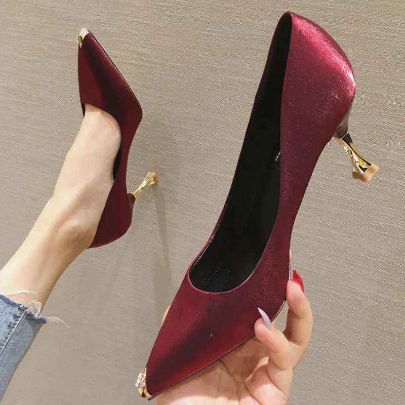 Women's Shoes Spring 2021 New Korean Style High Heels Stiletto Shallow Mouth Professional Working Women High Heels Single Shoes