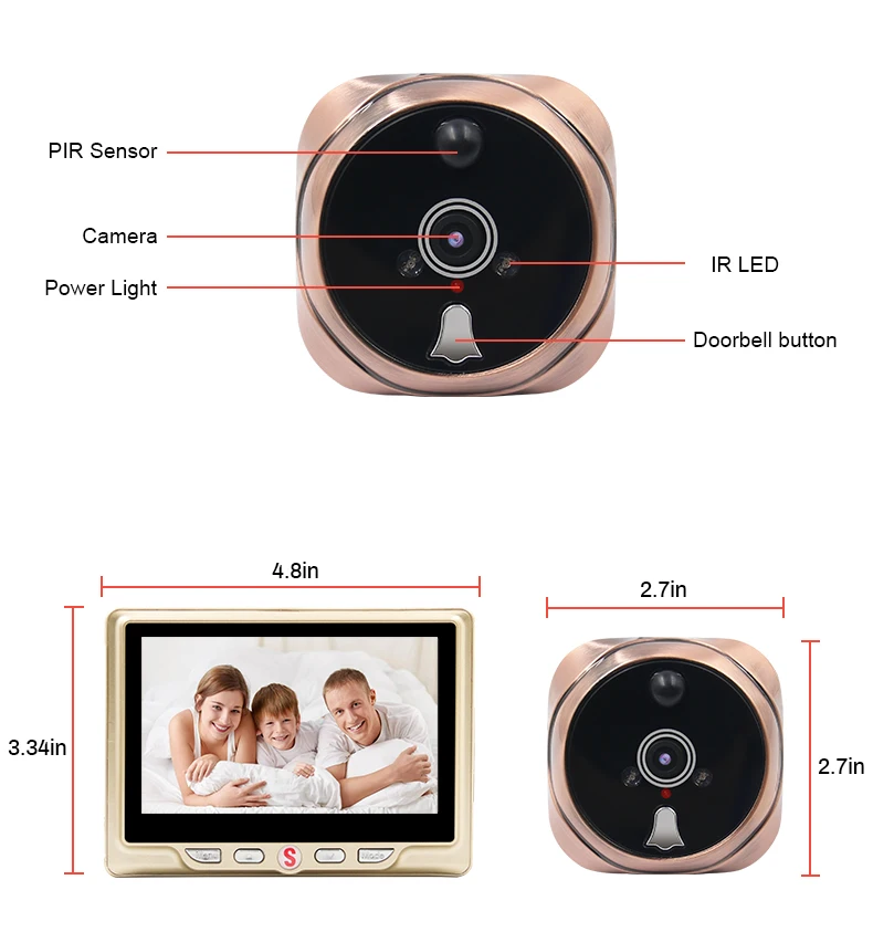 Saful 1.3MP Беспроводная дверная глазная камера, не тревожная электронная камера обнаружения движения, глазок, видео запись, дверной глазок