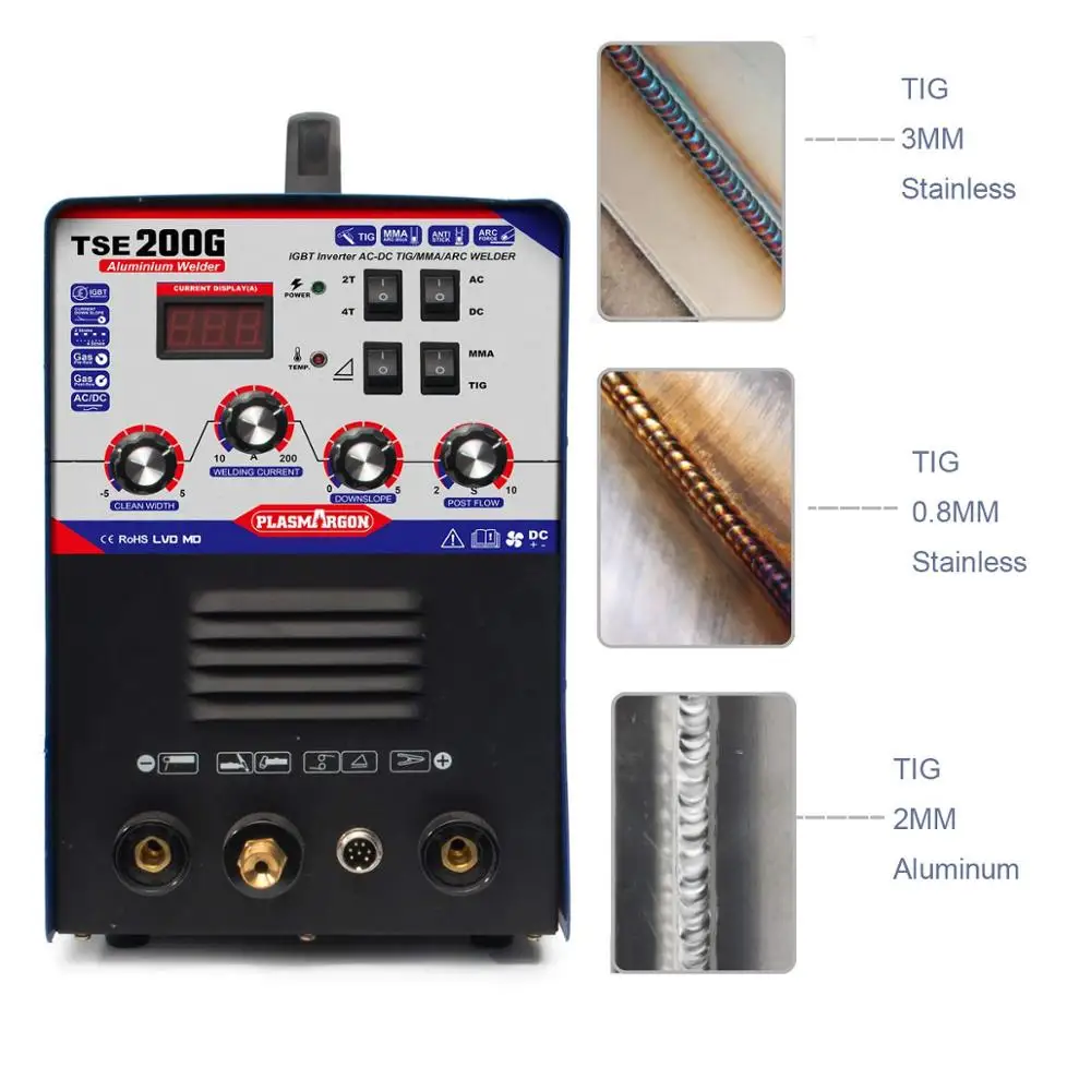 TSE200G AC / DC инвертор TIG MMA сварочный аппарат может сварить алюминий нержавеющую
