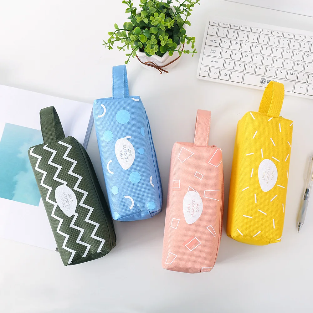 OKKID Студенческая школьная сумка карандаш милая желтая розовая синяя ручка