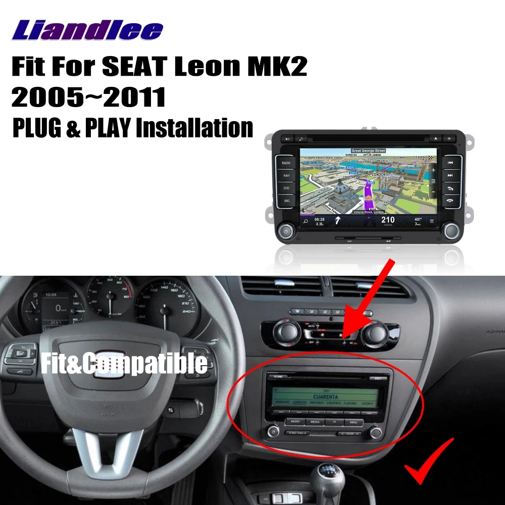 Liandlee Android 2 Din автомобильное радио для SEAT Leon MK2 2005 ~ 2011 CD DVD плеер GPS Navi навигация