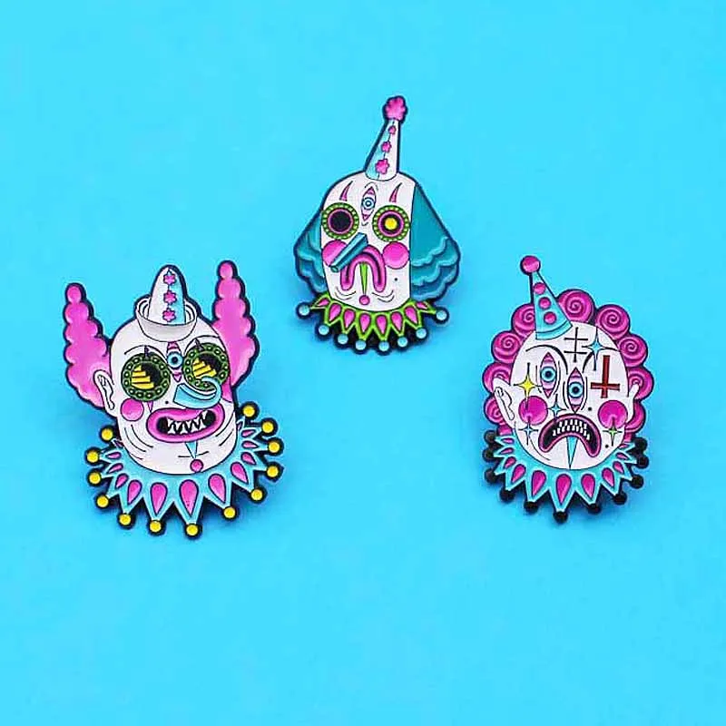 Эмалированные Значки для кукол клоунов маска лицо брошь украшения на