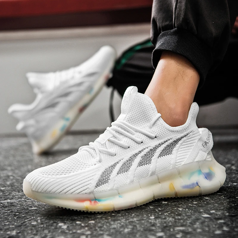 

Мужские воздухопроницаемые кроссовки белые мужские кроссовки 9908 Обувь с дышащей сеткой, без шнуровки, модная летняя Рабочая 2020