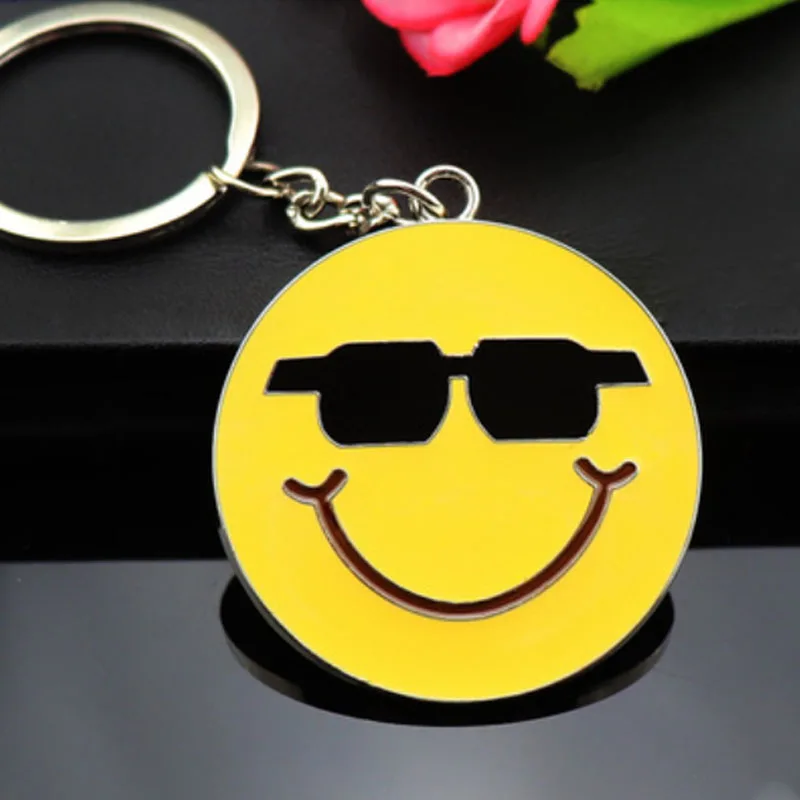 Мультфильм брелок Рождество Diy смайлик лицо Pom pom ПВХ сумки брелки для ключей цепь нейтральный пом брелок на подарок красный - Цвет: Цвет: желтый