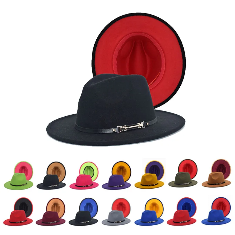 

HOT Fedoras Hat Band Belt Buckle Fascinator Felted Hats Men Caps Wide Brim Autumn Winter Black New Classic Panama Women'S Hat