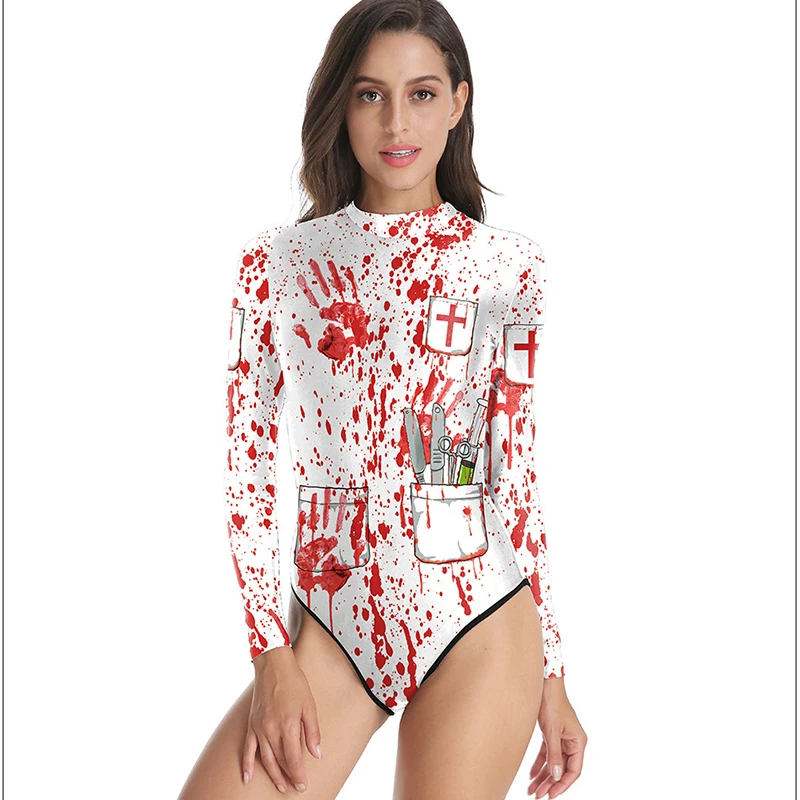 Купальный костюм с длинными рукавами купальный для женщин белый красный