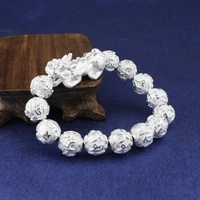 new fashion mens temperament silver plated transfer bead bracelet beautifully carved animal 2020 lucky fortune lucky bracelet