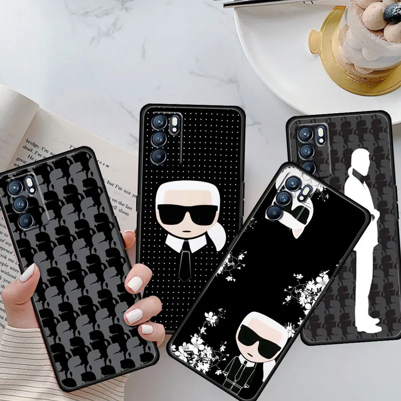

Fashion grandpa cat Soft Shockproof Black Phone Case For OPPO Reno 6 5 4 3 2 2Z 2F Z 4F 4Z 5G Pro Plus Lite Coque