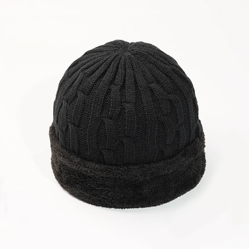 Thick Plus Fleece Winter Hat for Elderly Men - Wool Knitted Hat with Scarf image 4