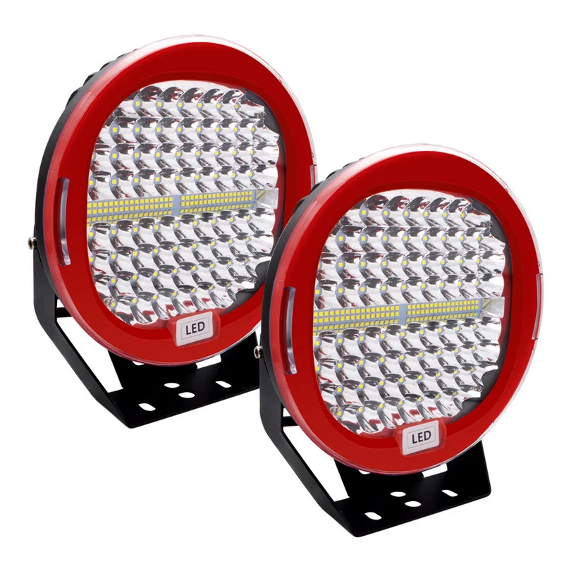 2 Red Safego, 2 шт., 9 дюймов, 408 Вт, светодиодный светильник, для автомобиля, точечный луч, для вождения, противотуманная фара, красный, черный, чехол для Jeep ATV, UAZ, SUV, 4WD, 4x4, для грузовика - Цвет: 2 Red