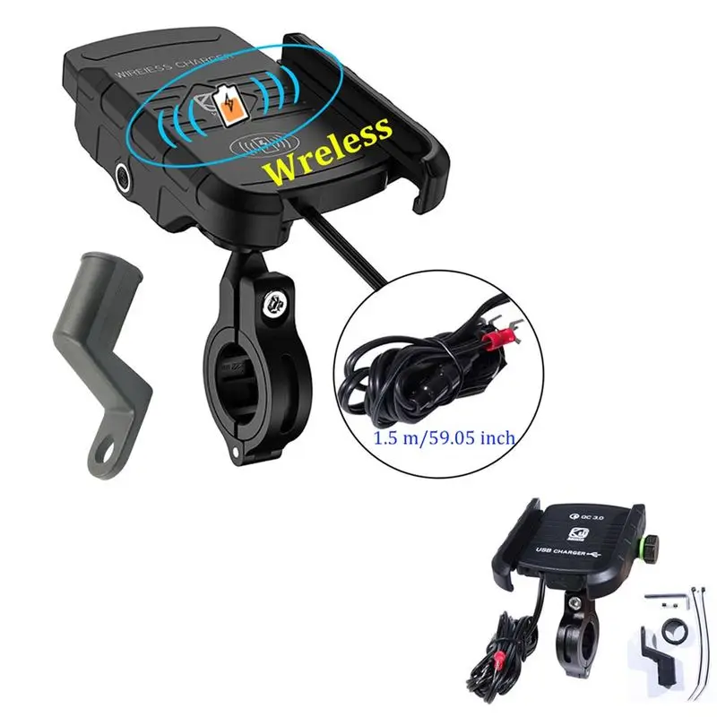 

Motorcycle Mobile Phone Holder With USB Charger QC 3.0 Wireless Charger Motorbike Mirror GPS Stand Bracket Phone Mount Support