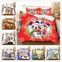 christmas mickey minnie bedding set duvet cover pillowcase home textile bed linens children gift king size bedding set