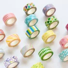 4 шт. супер мини Цвет Бумага васи лента 10 мм Пышное Плиссированное мозаики для маскировки наклейки с лентами, для домашнего использования, Art украшение для дневника A6012