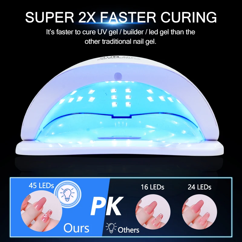 

UV LED Lamp for Nails With Memory Function Lamp for Gel Polish Drying Lamp 45 LEDs Lamp for Manicure Home Use And Nail Salon