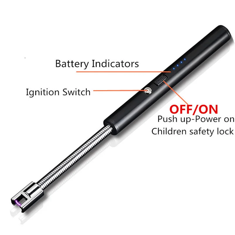 Electric USB Rechargeable Arc Lighter Windproof Electronic Cigarette Lighters Plasma Pulsed BBQ Flameless for Kitchen | Дом и сад