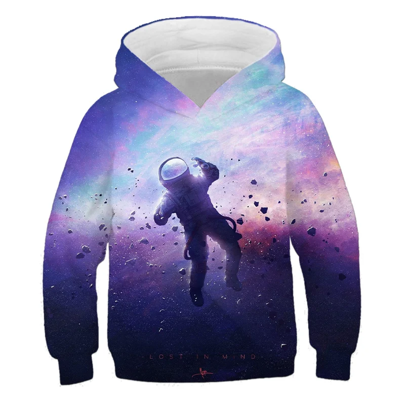 

Boys Autumn Children's Hoodie 3D Printed Astronaut Girl Sweatshirt Boy Pullover Universe Space Starry Pattern Top 14 Years Old
