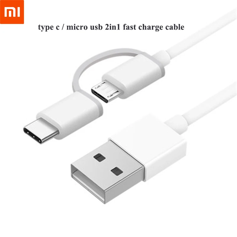 Оригинальный кабель Xiaomi 2 в 1 Micro USB для синхронизации данных и зарядки типа C