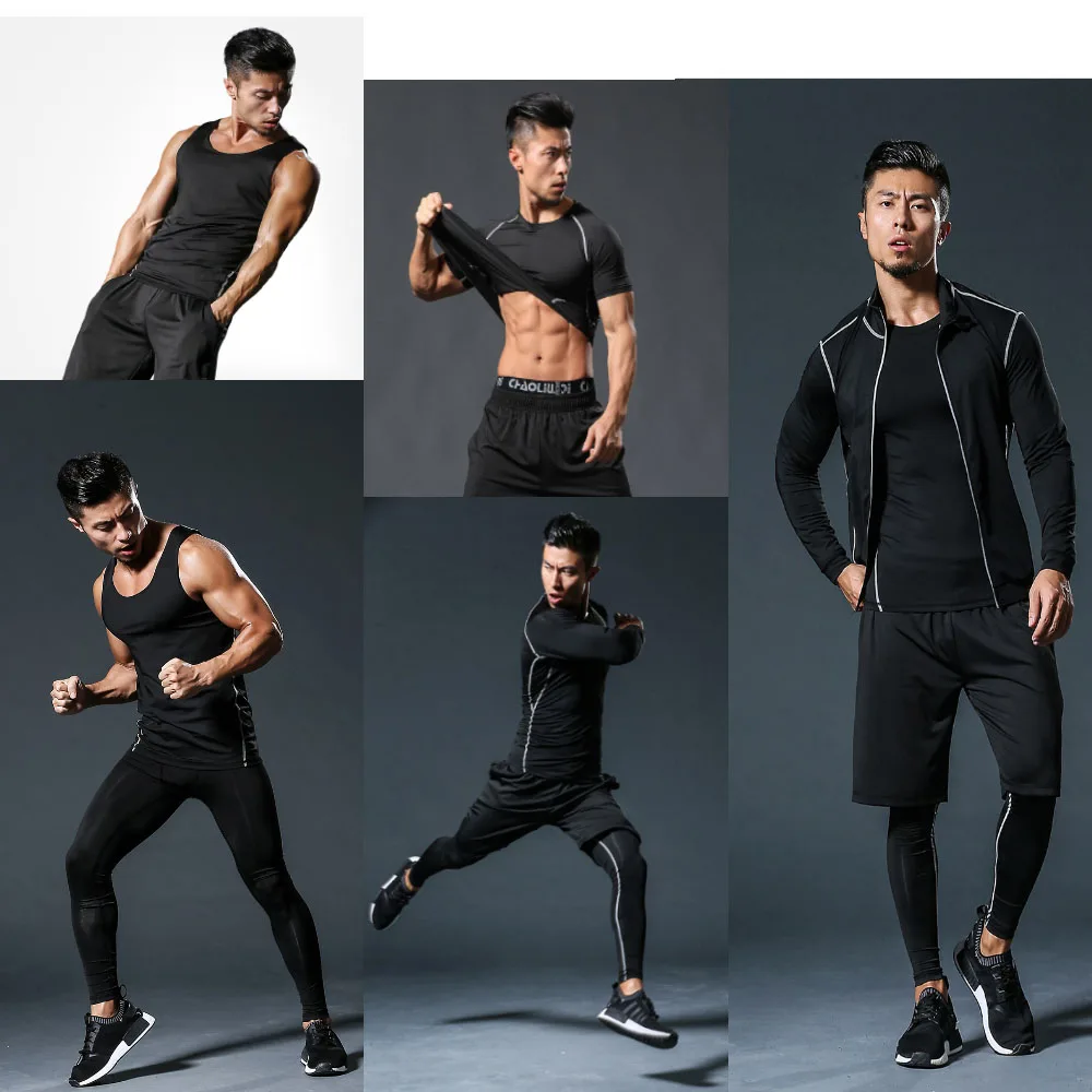 

Moxilyn 6PCS Set Men's Compression Gym Tights Sports Sportswear Suits Training Clothes Suits Workout Jogging Clothing Tracksuit
