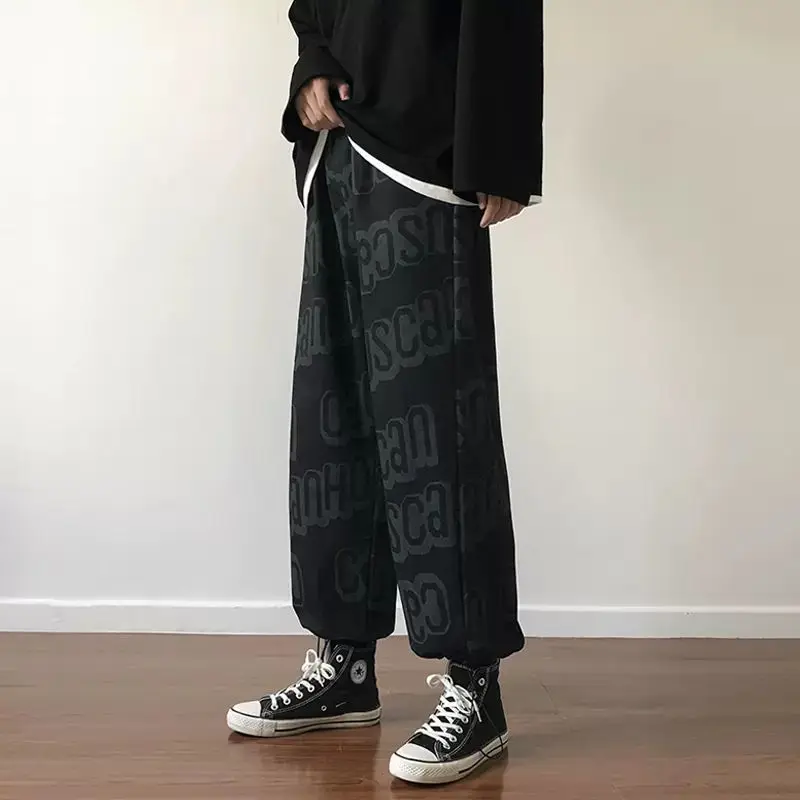 

Pants female student ins Korean version loose straight tube nine point casual legged pants spring and autumn hip hop wide leg