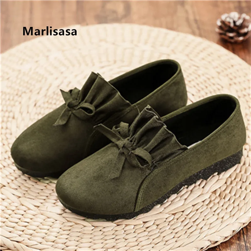 Zapatos De Mujer Women Cute Sweet Green Round Toe Bow Tie Slip on Flat Shoes Ladies Casual Ant Skid Black Dance Shoes G5520