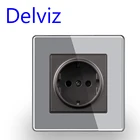 Delviz настенная розетка стандарта ЕС, серая Встроенная розетка, 110  250 В переменного тока, защитный замок от детей, розетка из прозрачного стекла 16 А