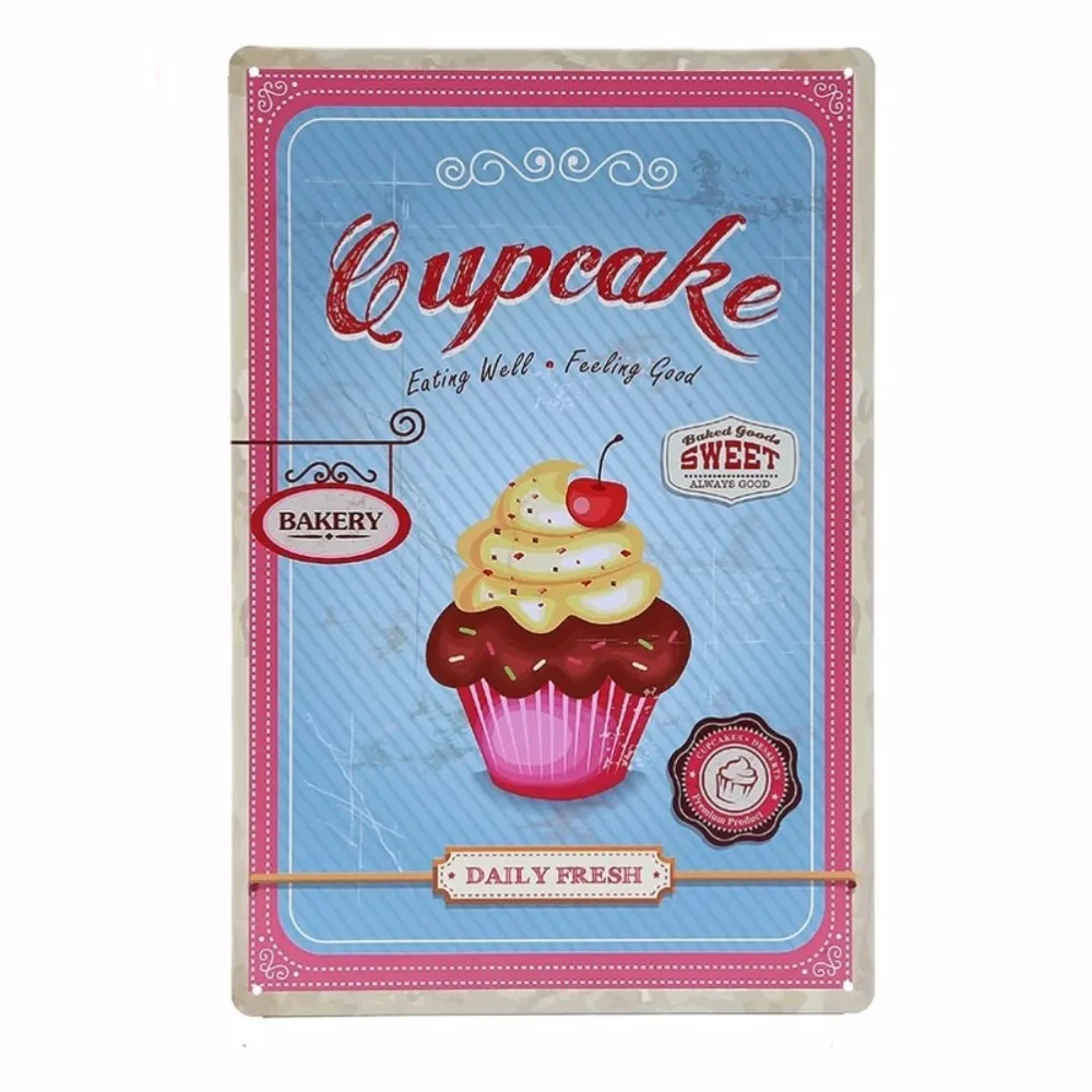 Потертый настенные металлические знаки олова кекс на каждый день свежий Винтаж
