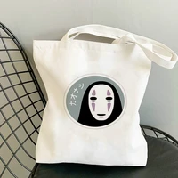 no face man reusable bag canvas fabric woman beach shopper shopping small bags designer handbags cloth folding ecobag printed