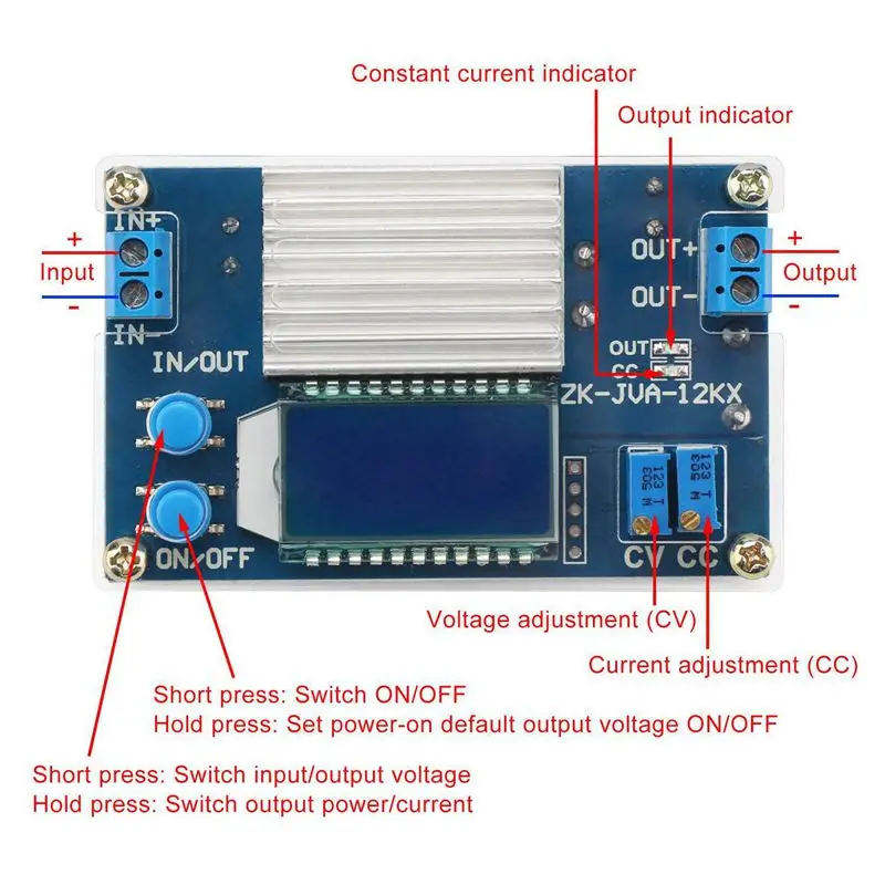 DC 0-32V 12A постоянный ток напряжения LCD цифровой дисплей тока Регулируемый