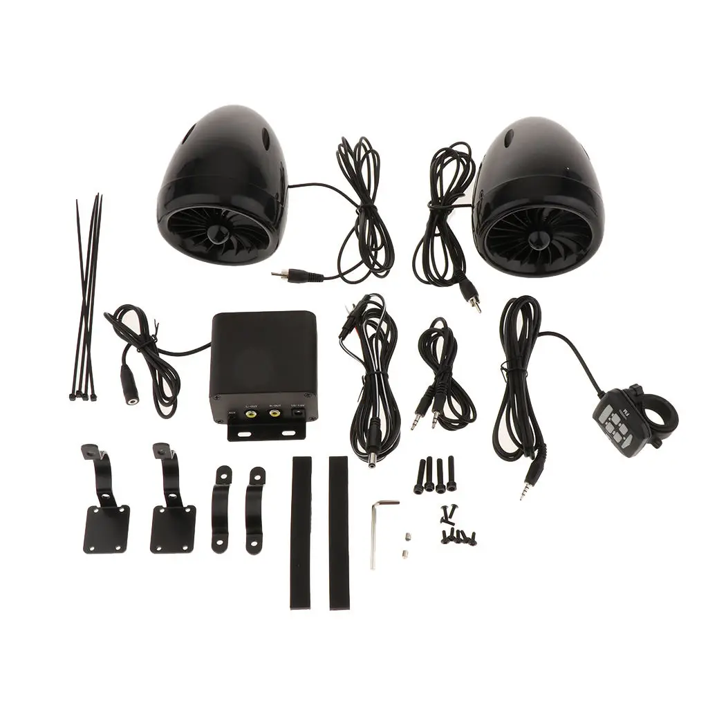 

Motorcycle Weatherproof Bluetooth Wireless Speaker 7/8-1 in. Handlebar Mount Sound Audio Stereo Amplifier System FM Radio