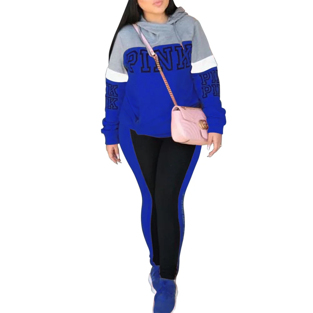 Женский спортивный костюм Осень-зима 2020 розового цвета с буквенным принтом