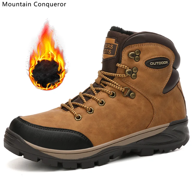 Горный Победитель бренд Мужские зимние сапоги теплый плюш высокое качество