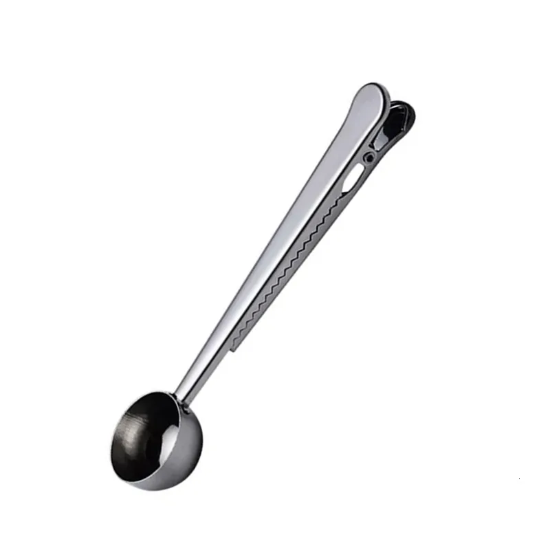 silver Soffe, ложка для кофе из нержавеющей стали, совок, порошок для уплотнения, зажим, измерительная функция, ложка для чайного порошка, кухонные принадлежности - Цвет: silver
