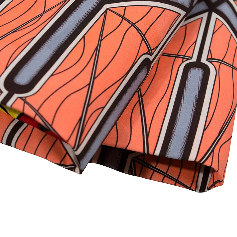 Оранжевая африканская восковая ткань из полиэстера 6 ярдов высококачественный