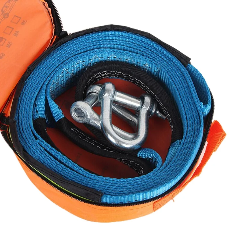 5M 8 Tons Towing Rope Strape Cable With U Hooks Shackle High Strength Nylon Reflective Light For Car Truck Trailer SUV | Автомобили и