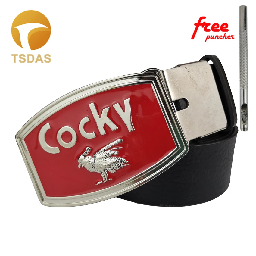 Новый COCKY ремень пряжки красный металлический пряжка с кожаным ремнем Мода