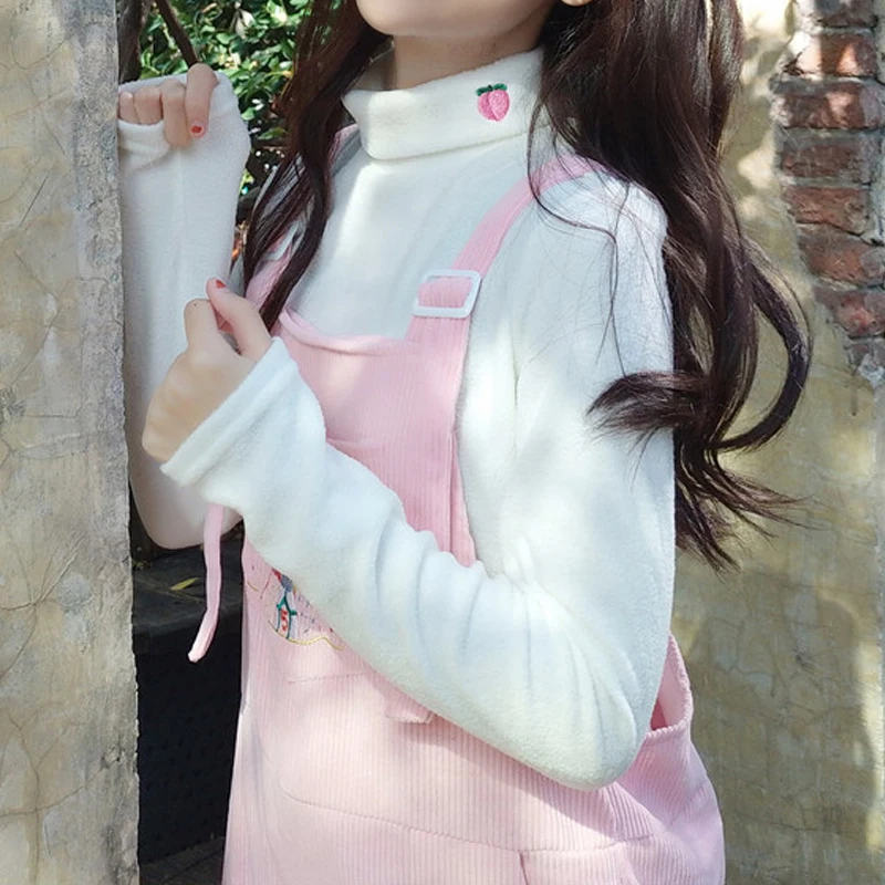 4 цвета женский свитер вышивка водолазка кавайный пуловер осенняя одежда Корея