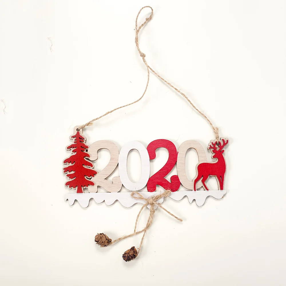 2020 without letters Новинка, рождественские буквы, дерево лося, деревянный знак, необычная Рождественская елка, украшение для дома, подвесной орнамент, полый QW90 - Цвет: 2020 without letters