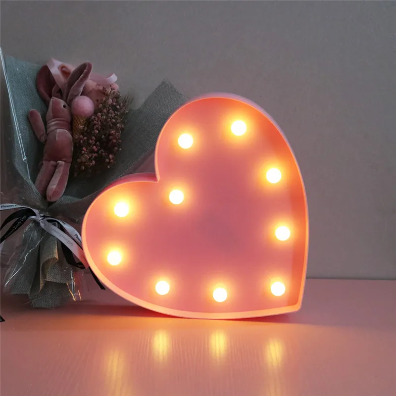 Luminous LED Letter Night Light Creative Heart Alphabet Number Battery Lamp Romantic Wedding Party Valentine's Day Decoration images - 6